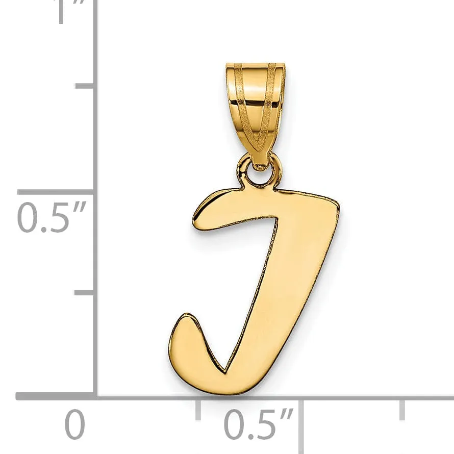 14k Yellow Gold Polished Finish Script Design Letter I Initial Pendant