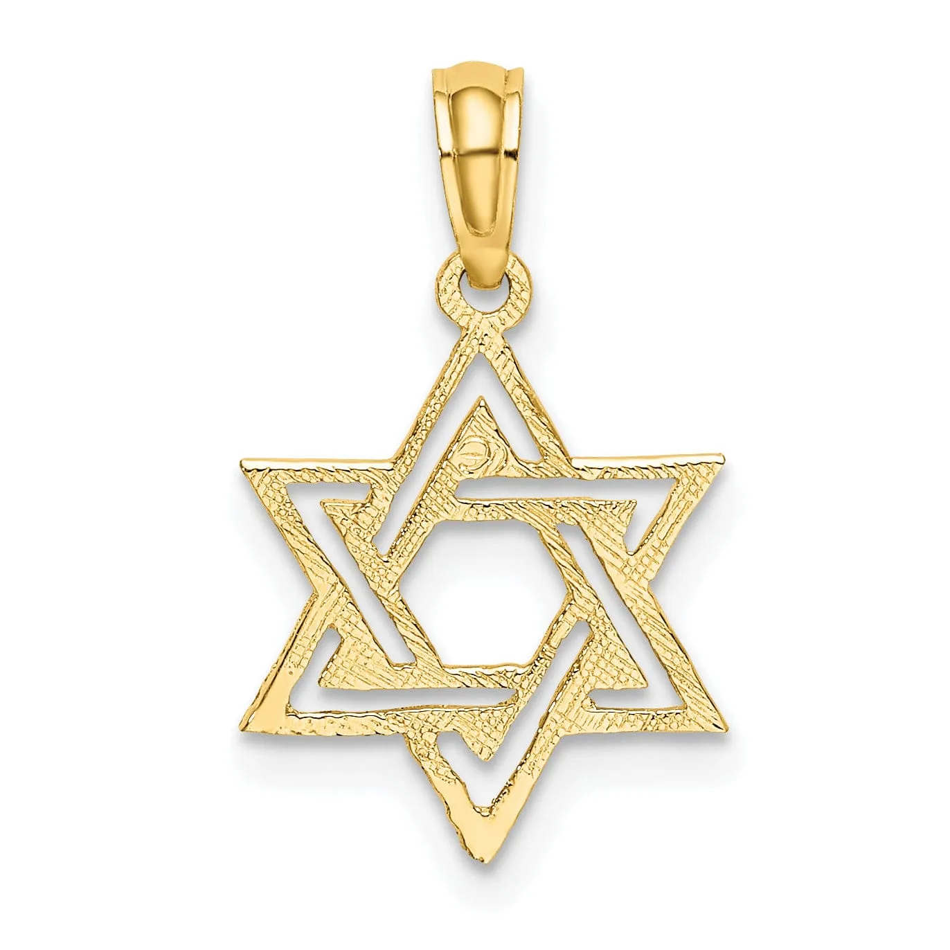 14K Yellow Gold Polished Texture Finish Star Of David Pendant