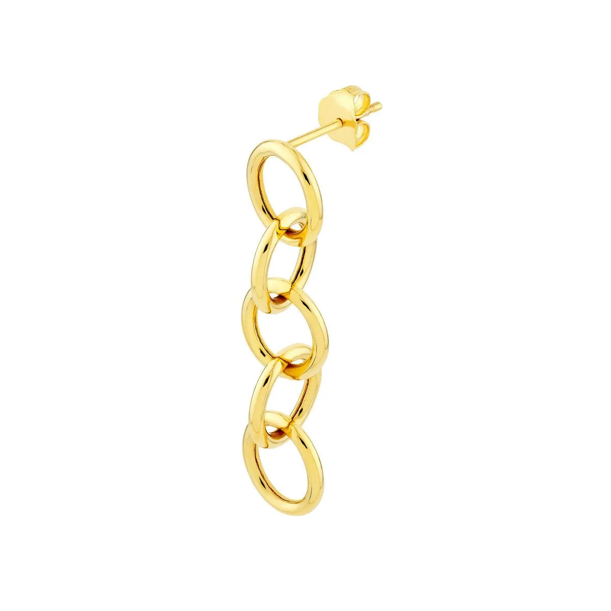 14K Yellow Gold Round Endless Link Dangle Earrings