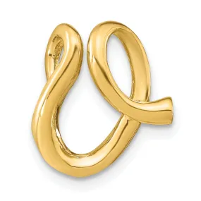 14k Yellow Gold Script Design Large Letter V Initial Slide Pendant