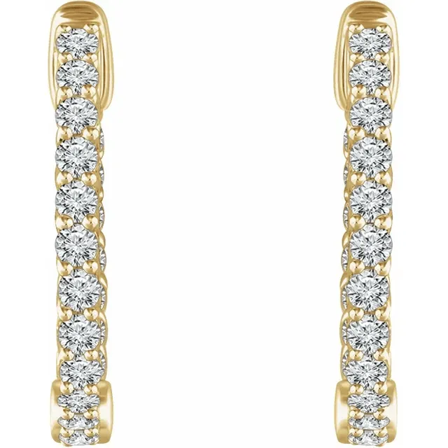 14KT GOLD 1 CTW INSIDE OUT HOOP EARRINGS - 20.1MM