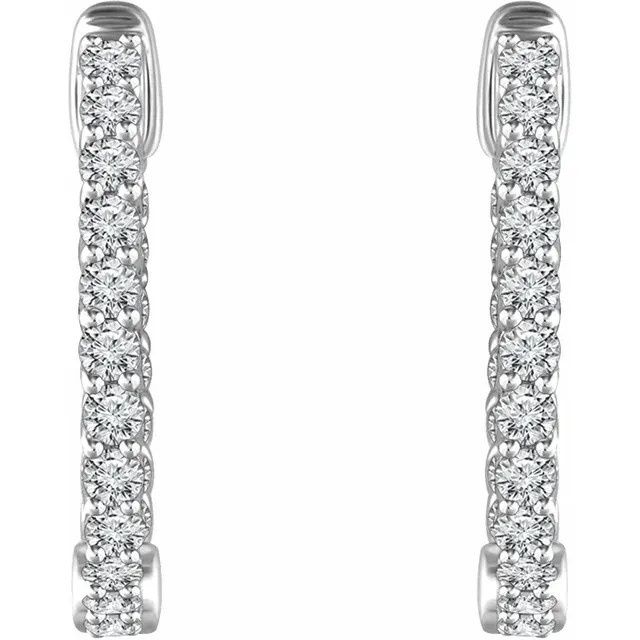 14KT GOLD 1 CTW INSIDE OUT HOOP EARRINGS - 20.1MM