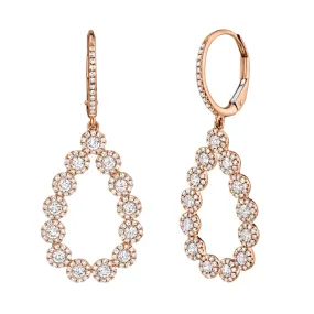 14KT Gold 1.64 CTW Diamond Round Halo Pear Shape Drop Earrings