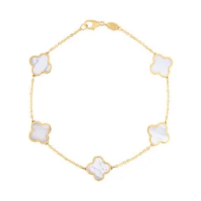 14KT GOLD MOTHER OF PEARL LARGE CLOVER BRACELET