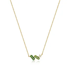 14kt Gold Tourmaline and White Sapphire Necklace