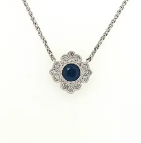 14KW Blue Sapphire & Diamond Necklace