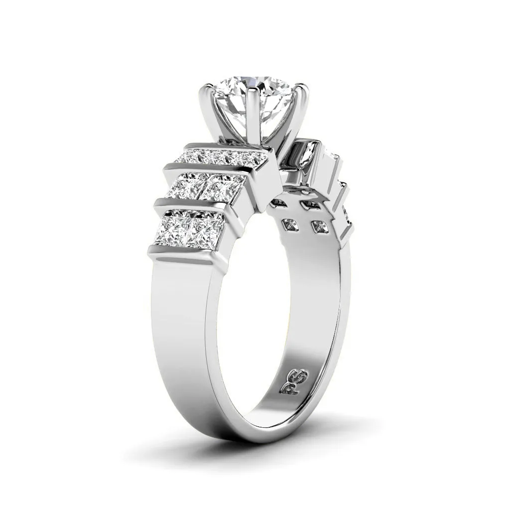 1.70-4.20 CT Princess & Round Cut Lab Grown Diamonds - Engagement Ring