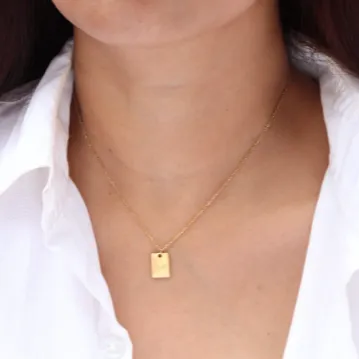 18K Gold-Filled Rectangle Love Pendant Necklace