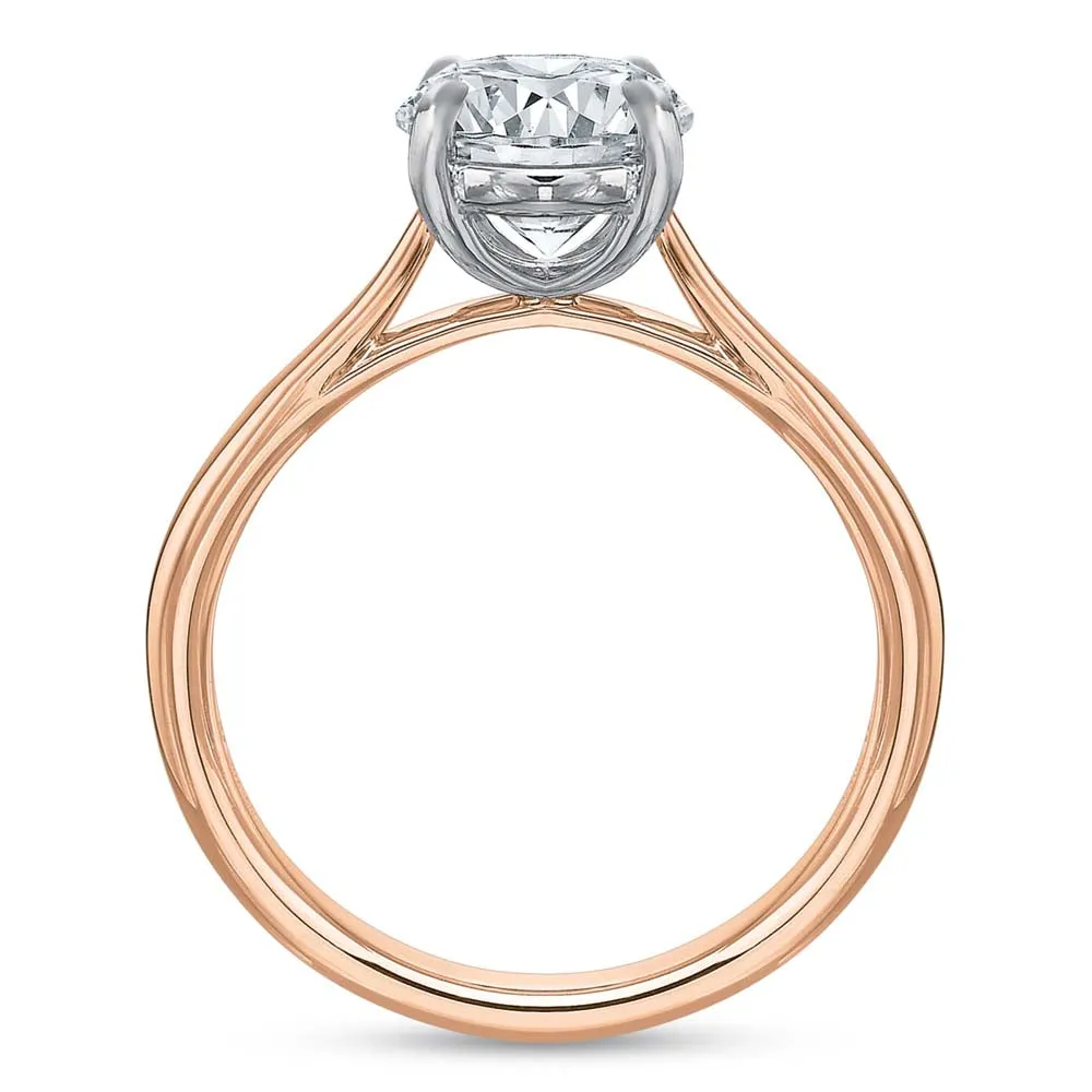 18k Rose Gold Cathedral Solitaire Engagement Ring