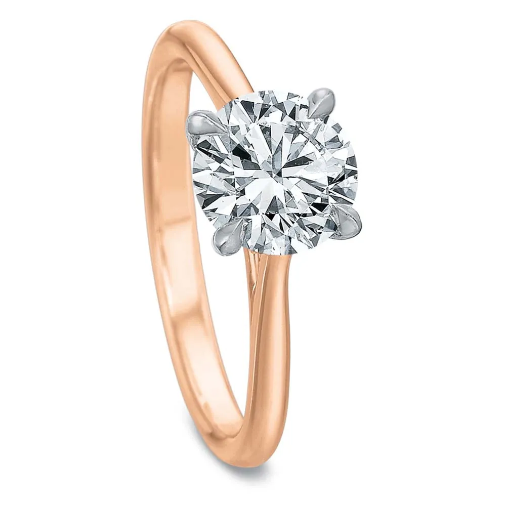 18k Rose Gold Cathedral Solitaire Engagement Ring