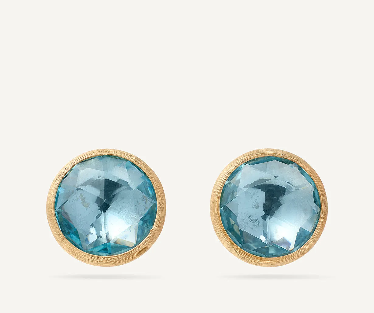 18K Yellow Gold Blue Topaz Medium Stud Earrings