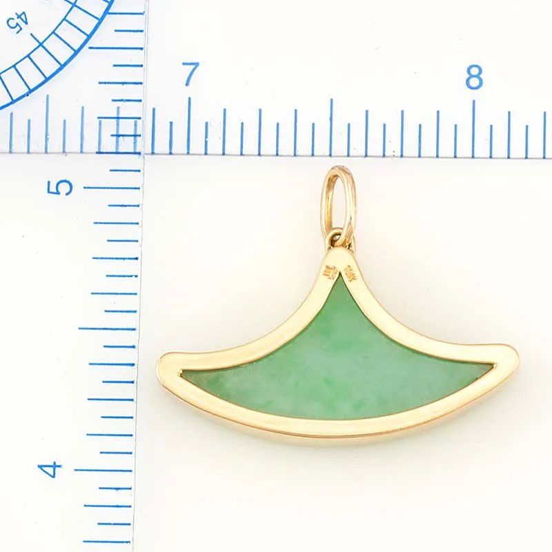 18k Yellow Gold Green Jadeite Jade Pendant