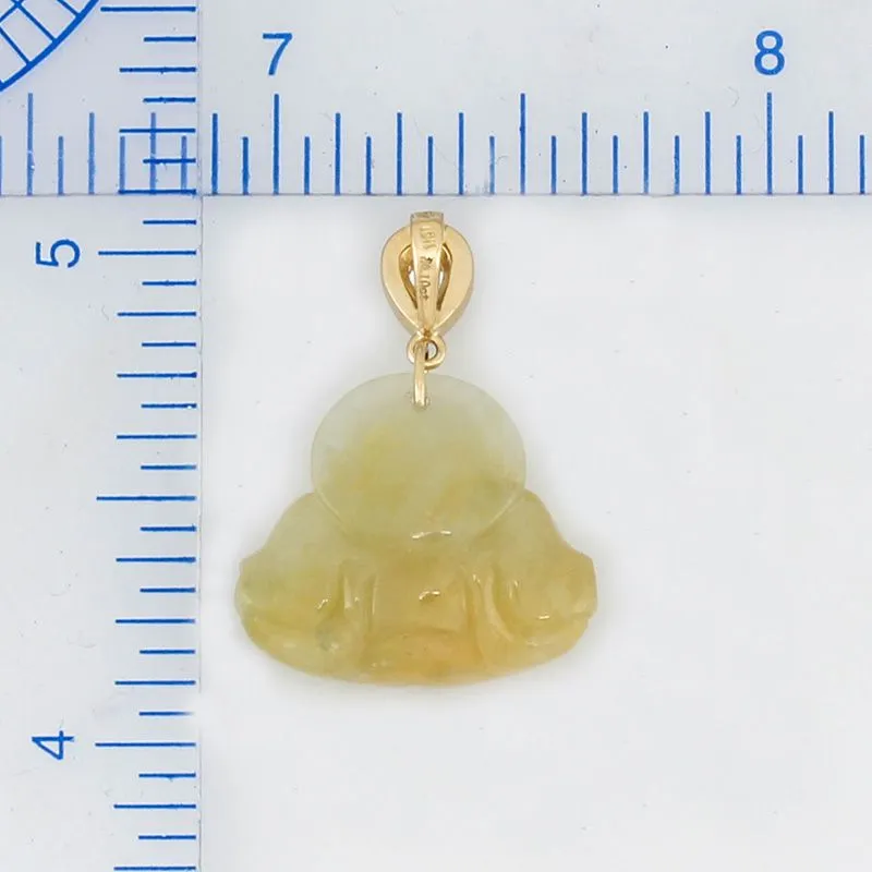 18k Yellow Gold Yellow Jadeite Jade Buddha Pendant