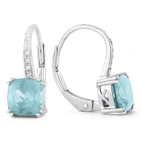 18" 2.46ct Blue Topaz Drop/Dangle Earrings in 14K White Gold