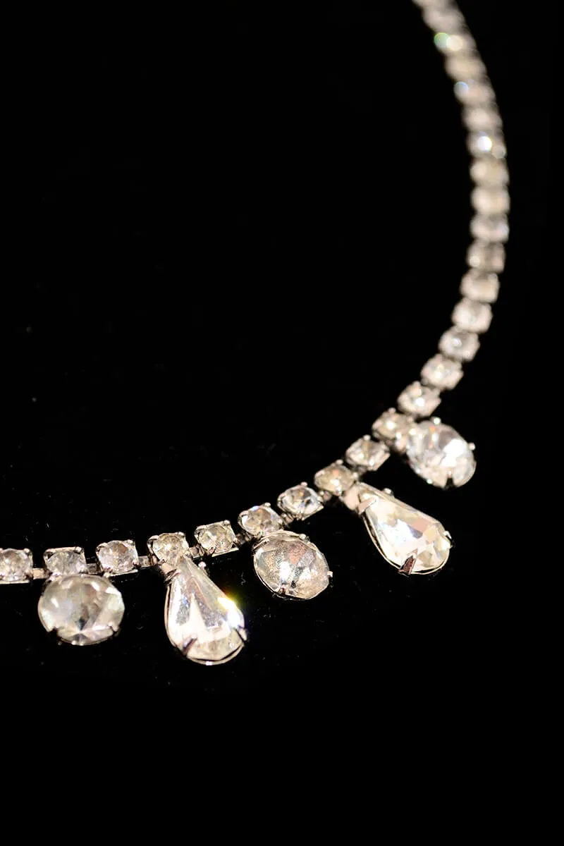 1960s Dangling Teardrop Rhinestone Necklace