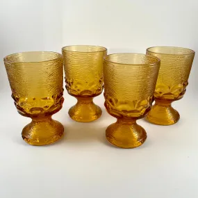 1970s Honey Amber Wine/Water Glass Set (4 Pieces)