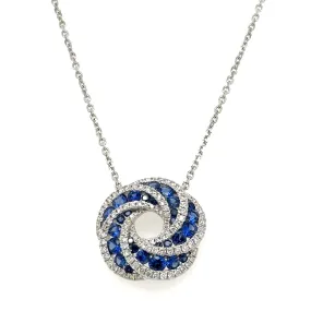 2.02carat Diamond & Blue Sapphire Circle of Life Pendant Necklace