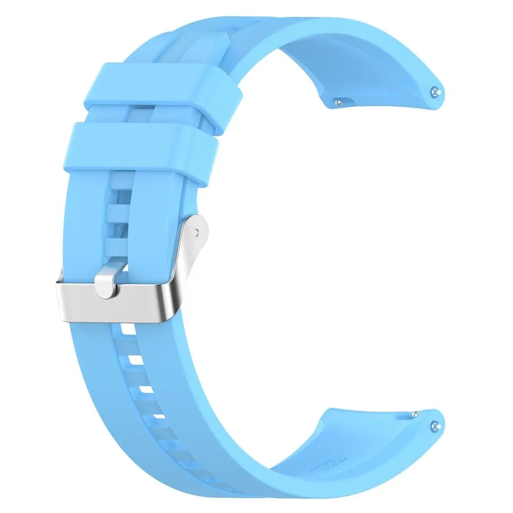 20mm Universal adjustable silicone watch strap - Silver Steel Buckle / Sky Blue