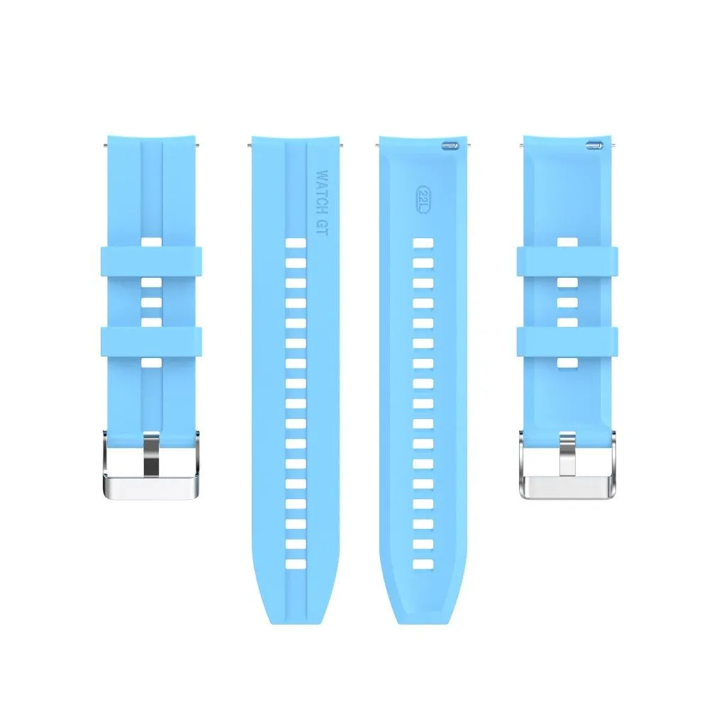 20mm Universal adjustable silicone watch strap - Silver Steel Buckle / Sky Blue