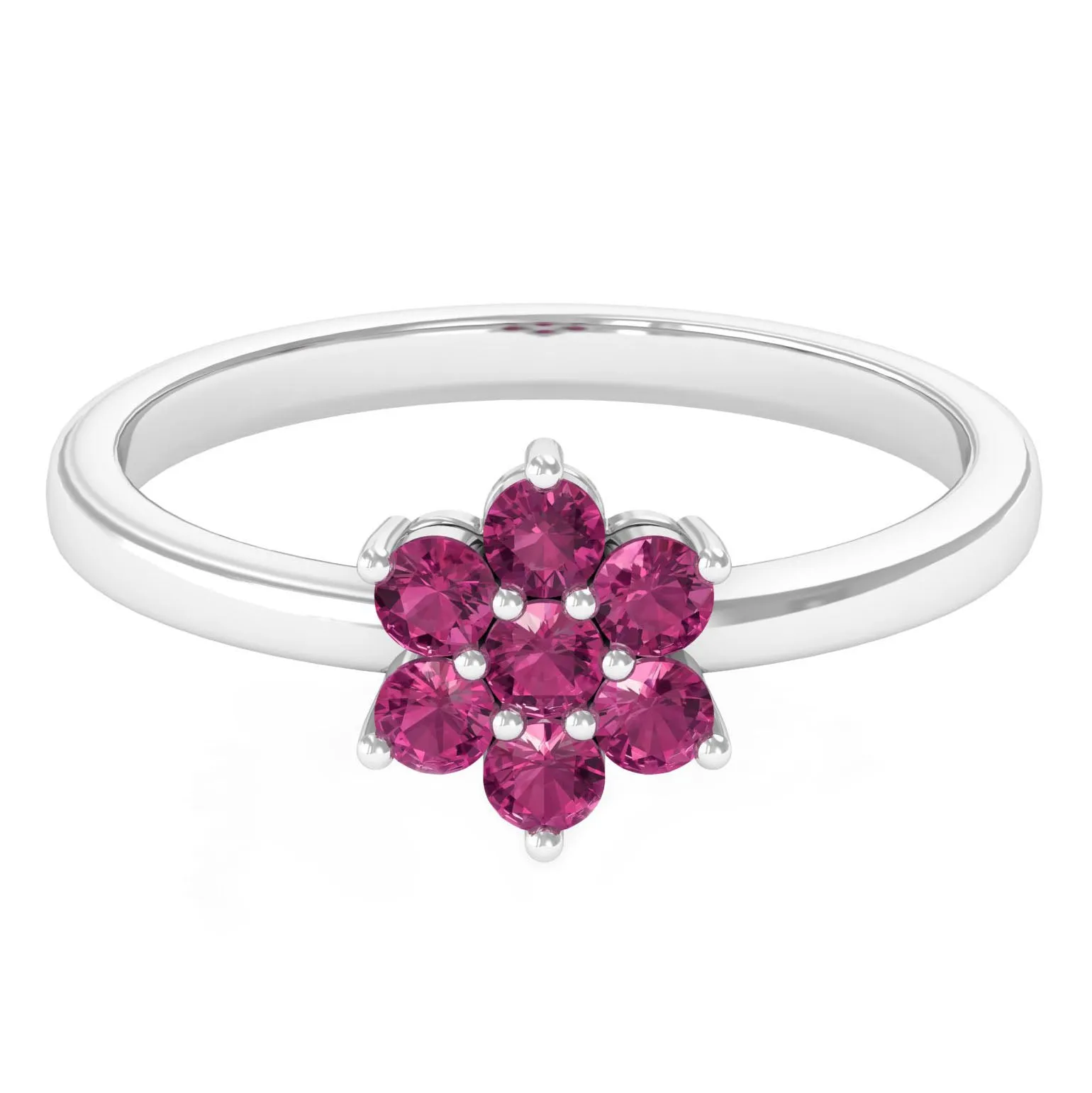 2.50 MM Pink Tourmaline Flower Cluster Engagement Ring