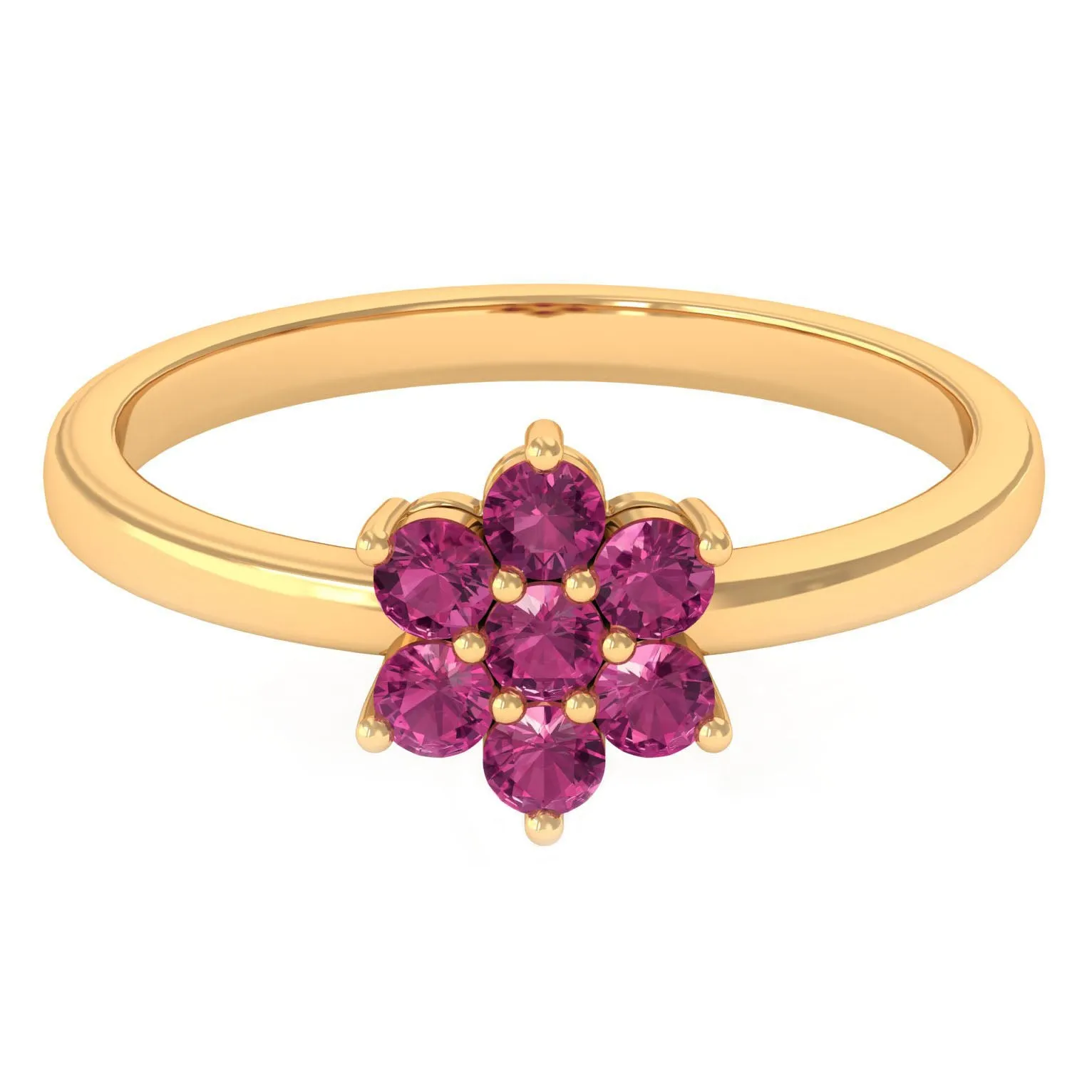 2.50 MM Pink Tourmaline Flower Cluster Engagement Ring