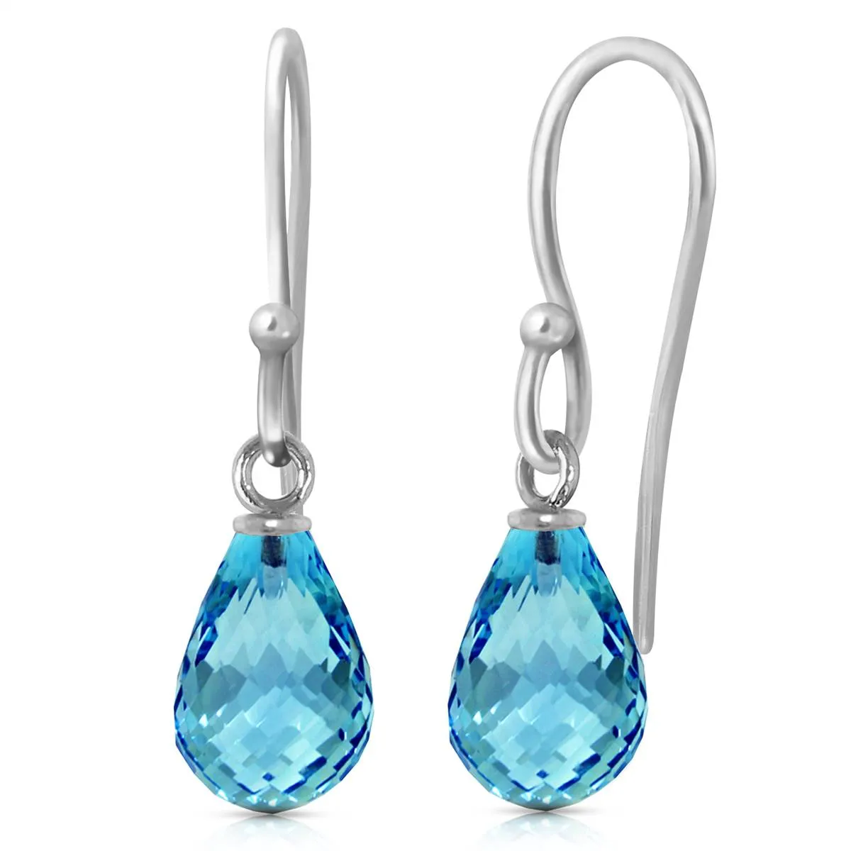 2.7 Carat 14K Solid White Gold Don't Mourn Love Blue Topaz Earrings