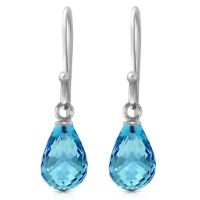 2.7 Carat 14K Solid White Gold Don't Mourn Love Blue Topaz Earrings