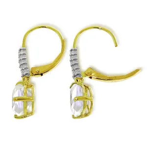 3.15 Carat 14K Solid Yellow Gold Violeta White Topaz Diamond Earrings