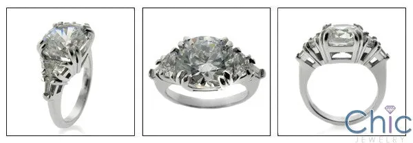 3.5 Carat Rounded Cushion Cut Half Moon Cubic Zirconia Engagement Ring 14k White Gold