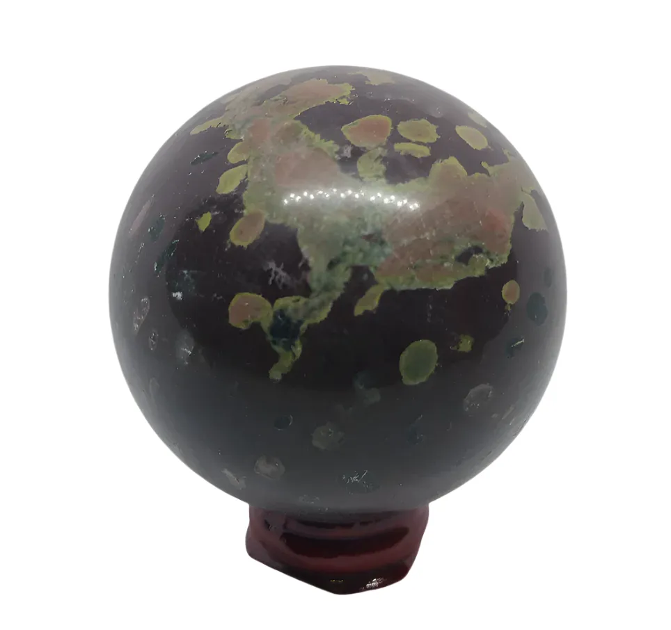 387G Black Plum Blossom Jade Crystal Sphere