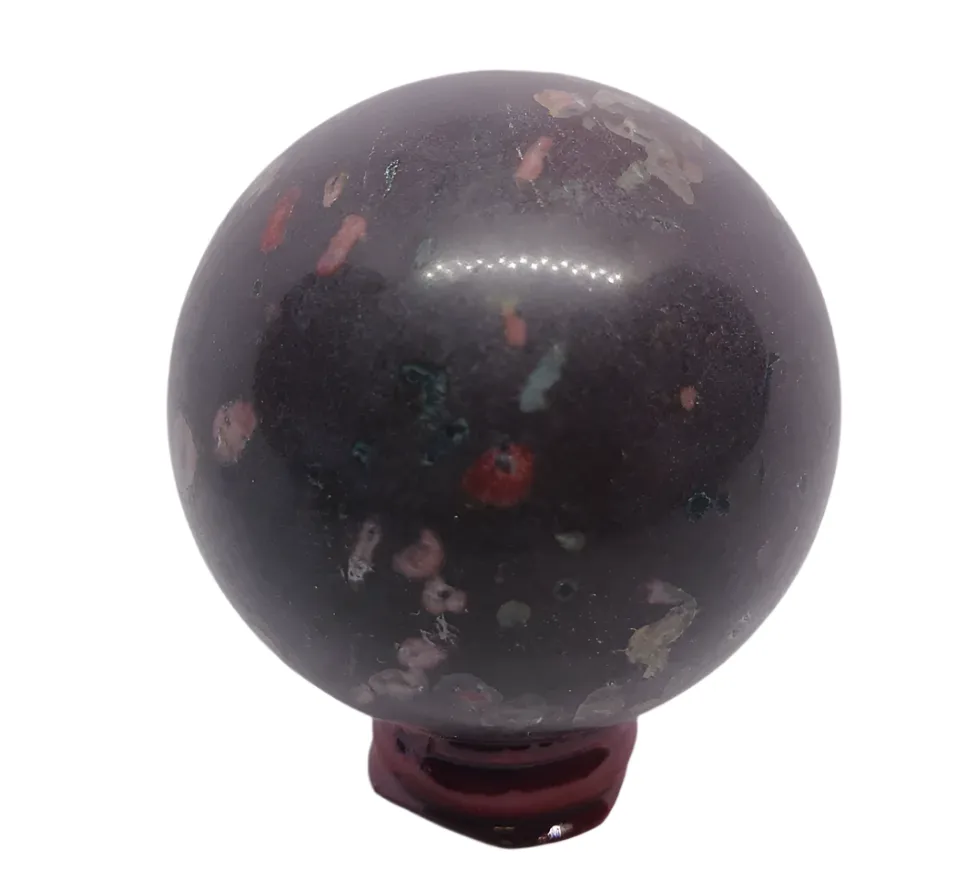 387G Black Plum Blossom Jade Crystal Sphere