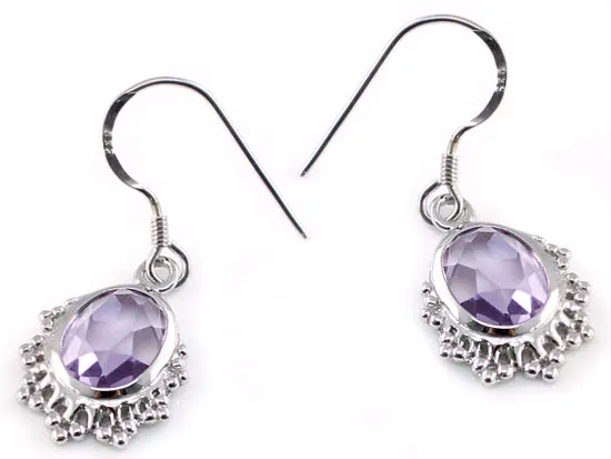 5 Carat Genuine Purple Oval Cut Amethyst 925 Sterling Silver Dangle Fine Earrings XFE8006