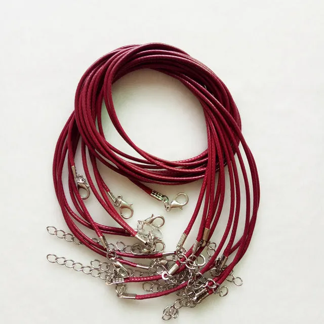 5 PCS/lot 1.5 mm Leather Chains Necklaces Bracelet Pendant Charms With Lobster Clasp DIY Jewelry Findings String Cord Necklace