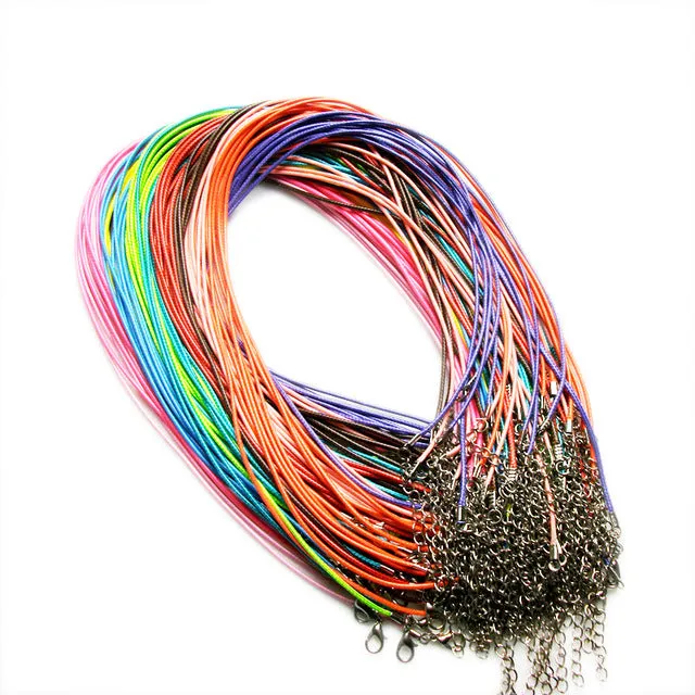 5 PCS/lot 1.5 mm Leather Chains Necklaces Bracelet Pendant Charms With Lobster Clasp DIY Jewelry Findings String Cord Necklace