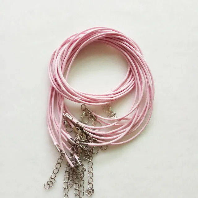 5 PCS/lot 1.5 mm Leather Chains Necklaces Bracelet Pendant Charms With Lobster Clasp DIY Jewelry Findings String Cord Necklace