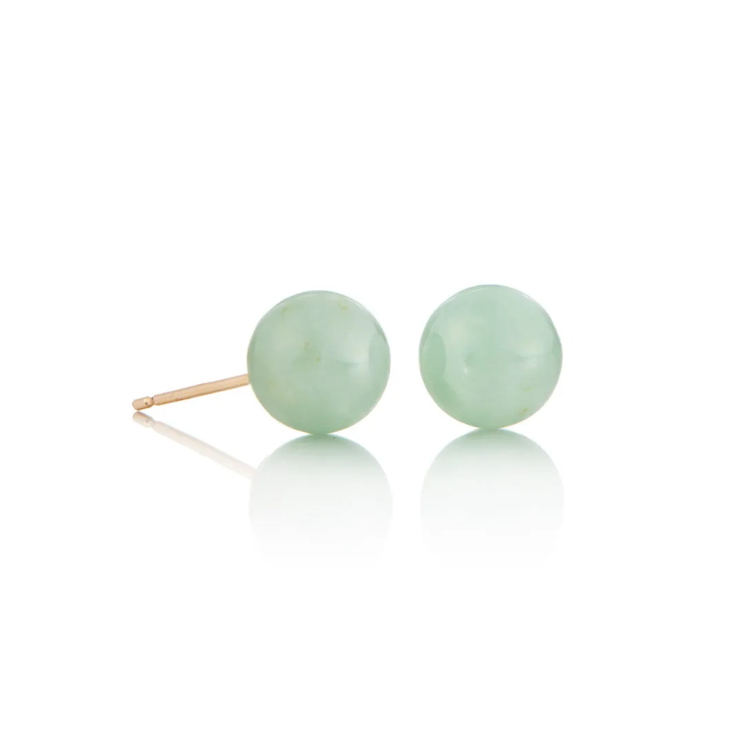 7mm Apple Green Jade Bead Earrings