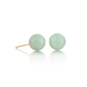 7mm Apple Green Jade Bead Earrings