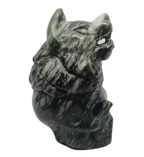 858g Jade Crystal Skull and Wolf