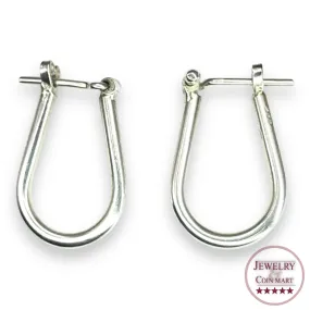 925 Sterling Silver Dangle Drop Oblong U-shaped Hoop Earrings Casual Classic