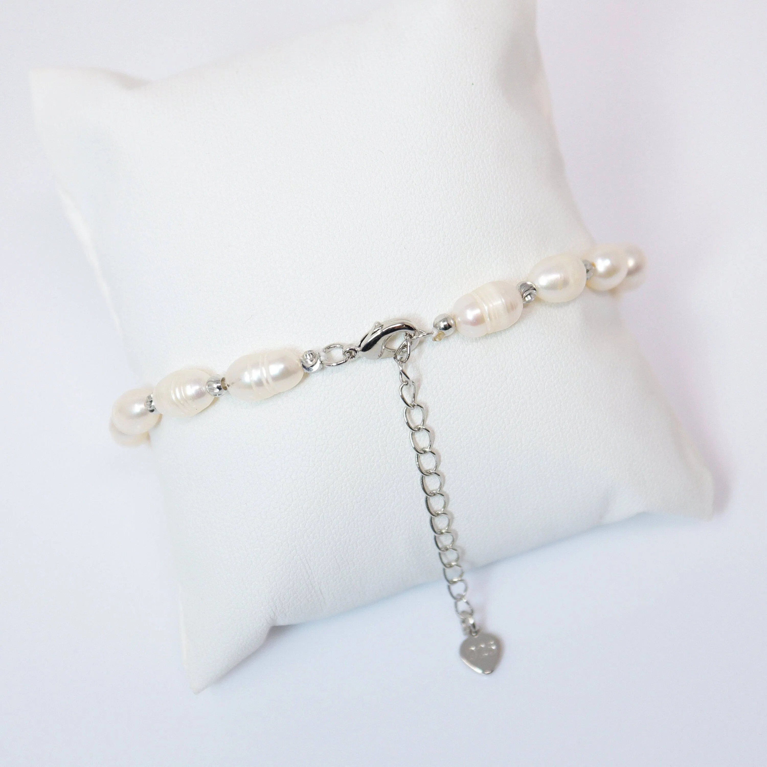 925 Sterling Silver Freshwater Pearl Bracelet (Adjustable Length) Bridal Jewelry, Statement Bracelet, Wedding Gift, Birthday Gift.