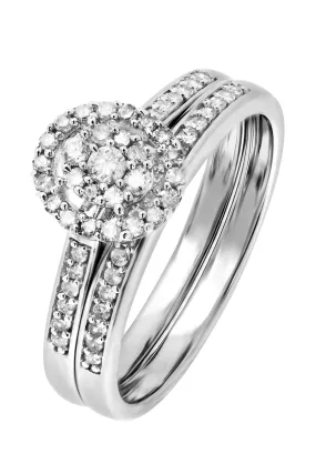 9ct White Gold 0.30ct Diamond Bridal Set Ring