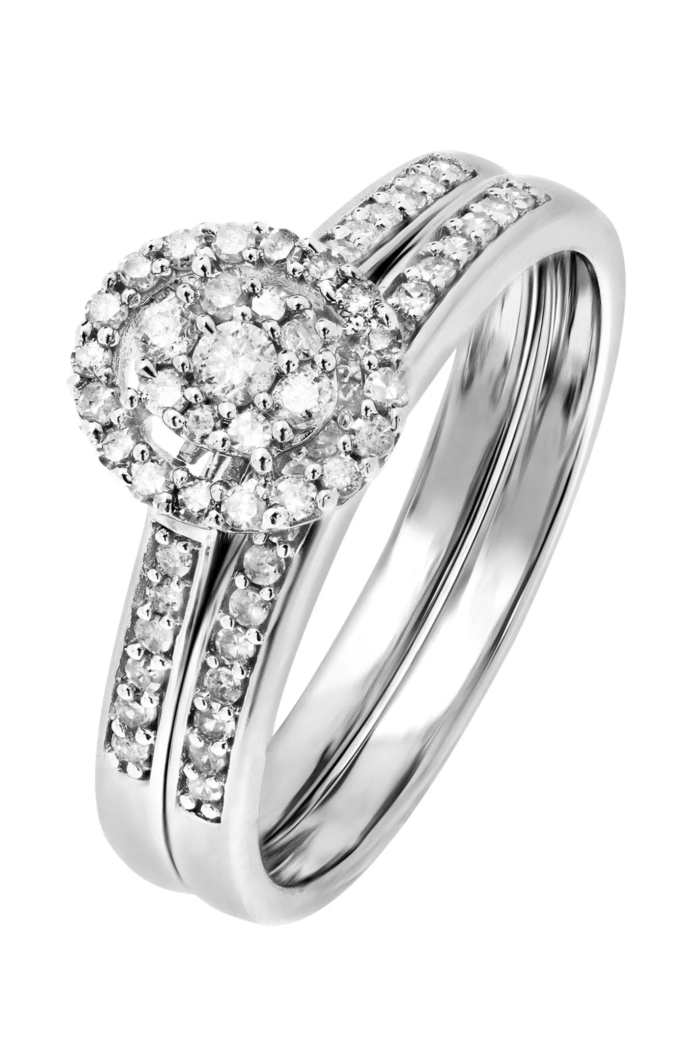 9ct White Gold 0.30ct Diamond Bridal Set Ring