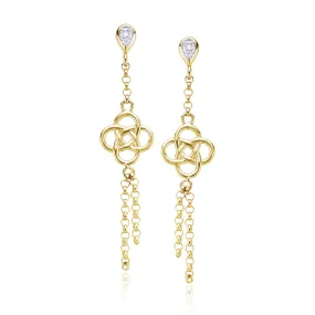 9ct Yellow Gold & Diamond Set Celtic Drop Earrings