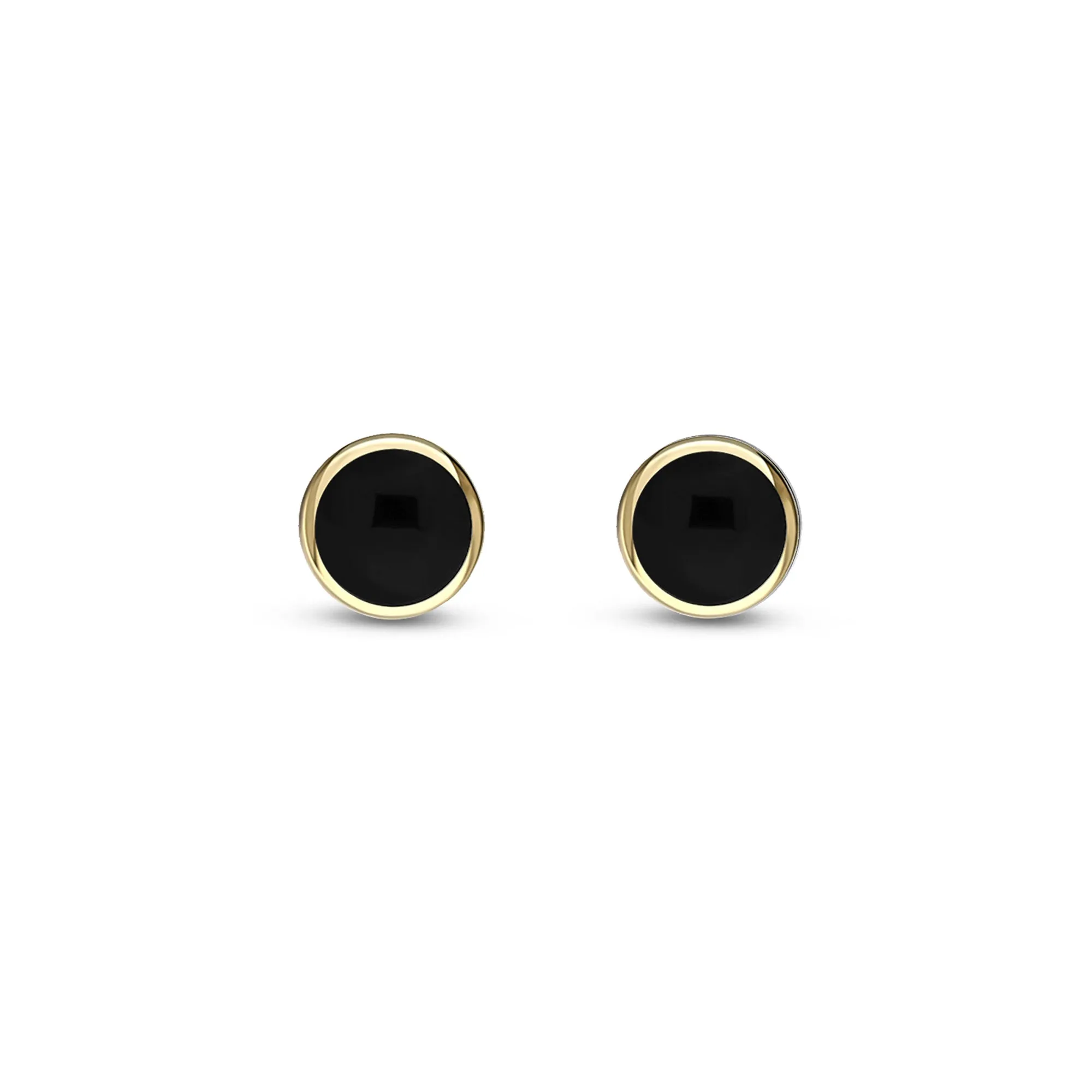 9ct Yellow Gold Whitby Jet 6mm Classic Round Stud Earrings