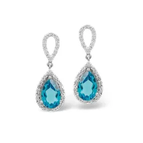 Acotis Diamonds 9K White Gold 0.21ct Diamond 3.26ct Blue Topaz Earrings F2030