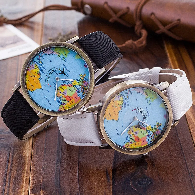 Airplane World Map Watch