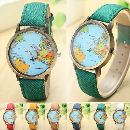 Airplane World Map Watch