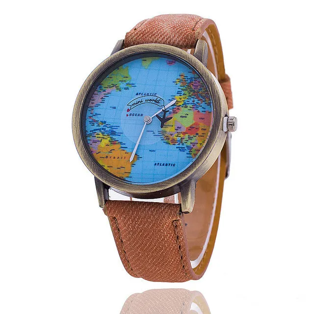 Airplane World Map Watch