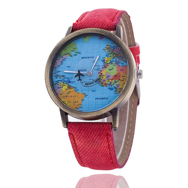 Airplane World Map Watch