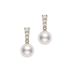 Akoya Pearl and Diamond Morning Dew Drop Earrings